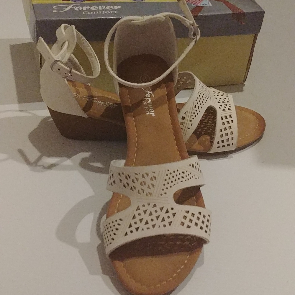 New Forever Comfort White Sandals